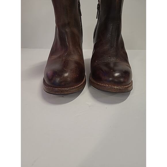 Bed Stu Yell Bootie Women Size 8 Leather Ankle Boot Brown Two Toned Side Zip - Picture 5 of 12